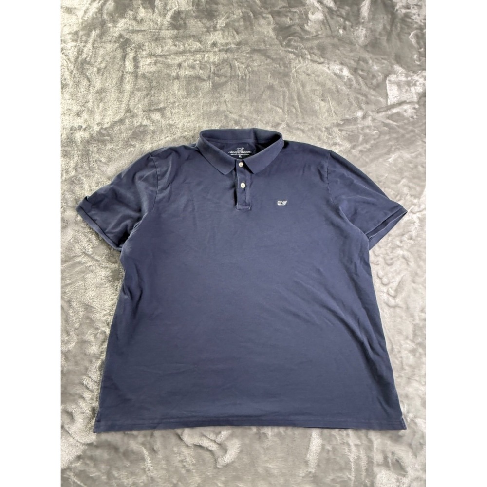 Vineyard Vines Men XL Navy Blue Edgartown Polo Shirt Cotton Spandex Whale Logo